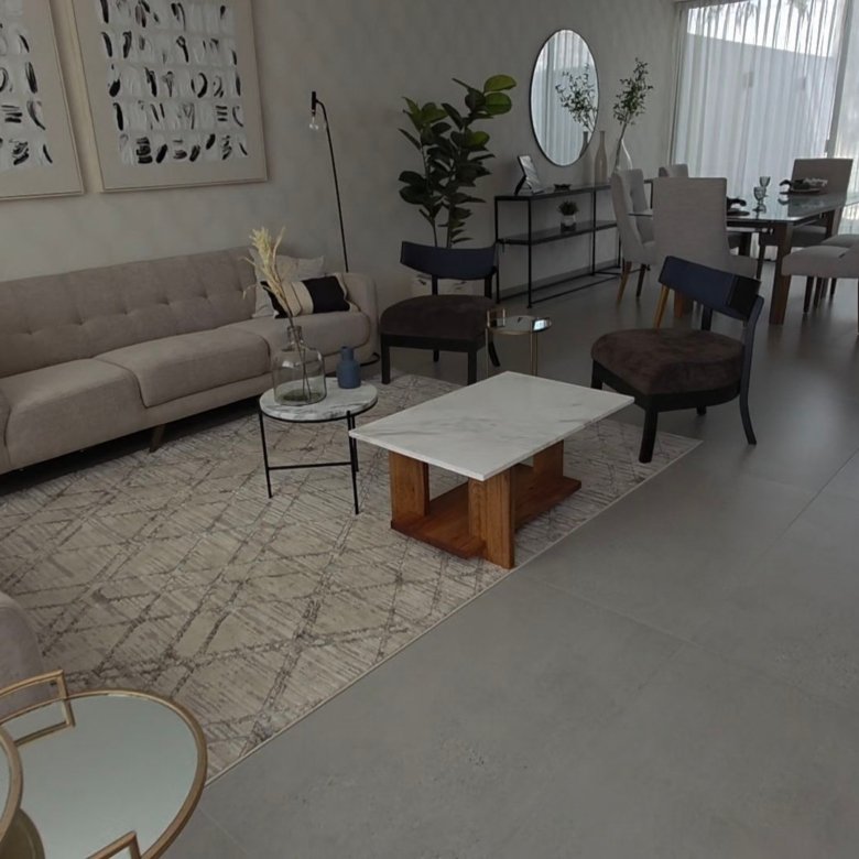 Sala moderna con muebles elegantes.