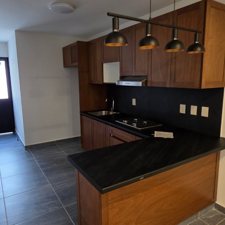 Cocina moderna con muebles de madera