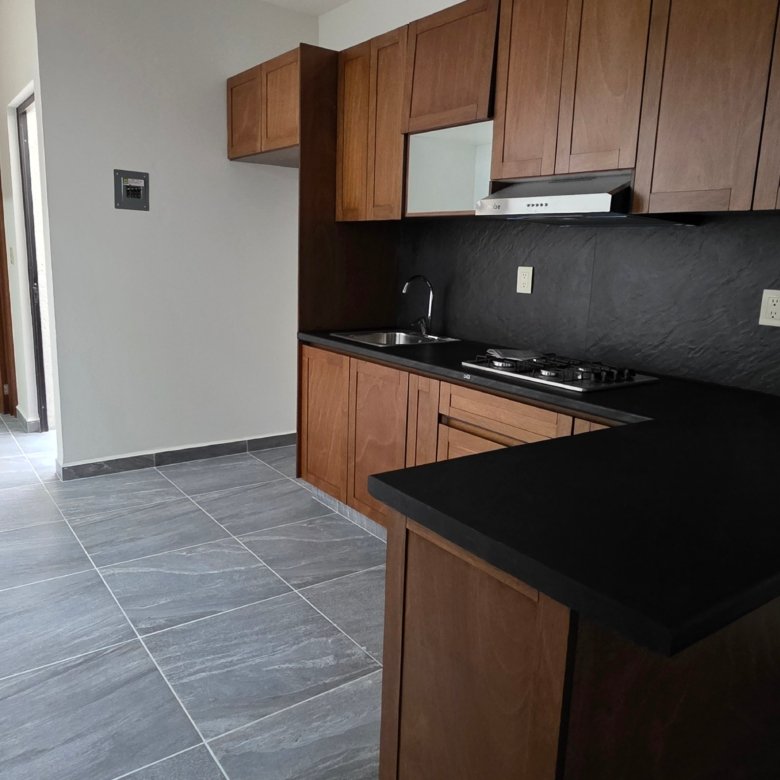 Cocina moderna con muebles de madera