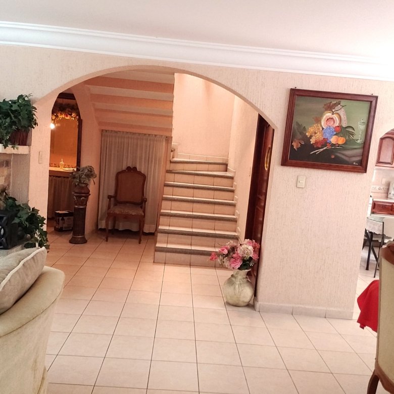 sala con escaleras interiores en casa con uso comercial en renta en León Guanajuato