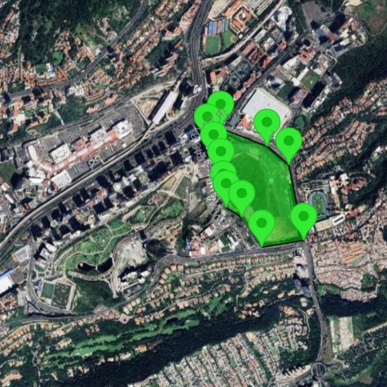 Mapa aéreo de Santa Fe Ciudad de México con ubicación de propiedad en venta en zona de alta plusvalía e inversión inmobiliaria