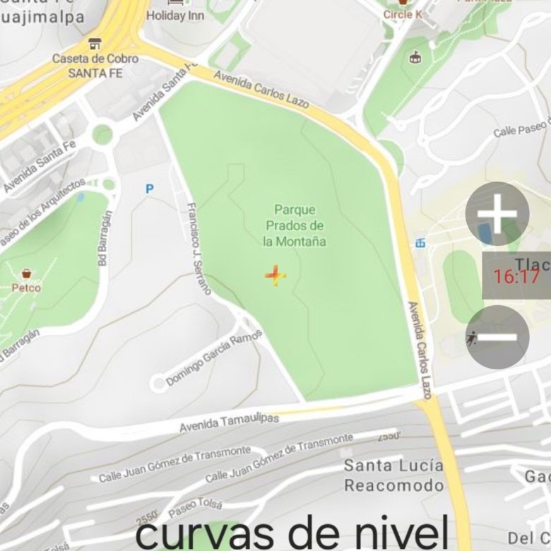 Mapa de parque en Santa Fe Ciudad de México cerca de propiedad en venta zona de alta plusvalía y áreas verdes